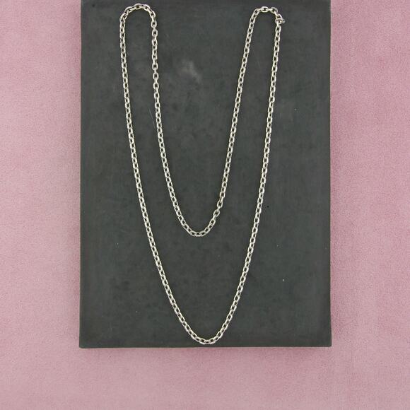 sterling silver vintage 3mm claspless cable chain necklace size 28.5in - Picture 3 of 3